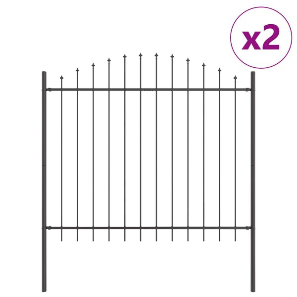 vidaXL Gartenzaun 2 pcs Grau 170 x 190 cm Pulverbeschichteter Stahl