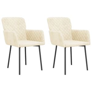 vidaXL Esszimmerst&uuml;hle 2 Stk. Creme Samt