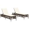vidaXL Sonnenliegen 2 Stk. mit Tisch Braun Poly Rattan