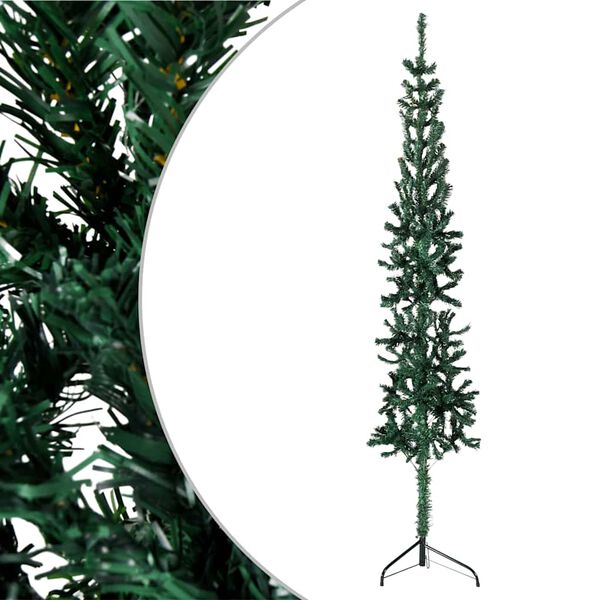 vidaXL Künstlicher Halb-Weihnachtsbaum mit Ständer Schlank Grün 240 cm