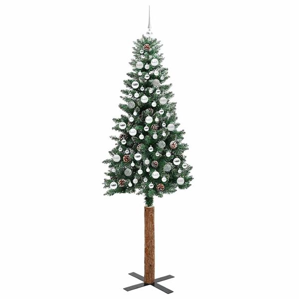 vidaXL Schlanker Weihnachtsbaum mit 300 LEDs mit St&auml;nder Gr&uuml;n 210 cm