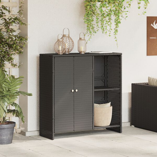 vidaXL Aufbewahrungsschrank mit Regal Schwarz 100 x 36 x 102 cm Rattan