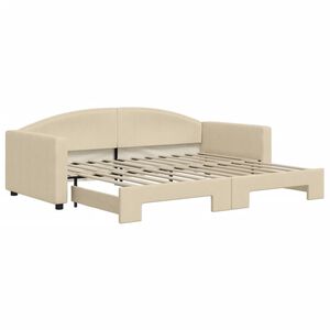 vidaXL Tagesbett Ausziehbar Creme 90x200 cm Stoff