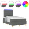 vidaXL LED Boxspringbett mit Matratze Dunkelgrau 120 x 200 cm Stoff