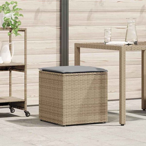vidaXL Kissenbox mit Speicher Beige 50 x 50 x 50 cm Poly-Rattan