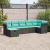 vidaXL 7-tlg. Garten-Sofagarnitur mit Kissen Schwarz Poly Rattan