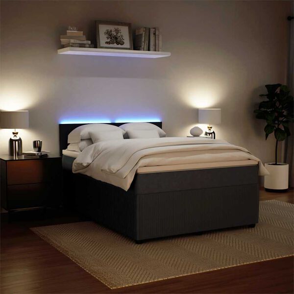vidaXL Boxspringbett mit Matratze Dunkelgrau 140x190 cm Samt