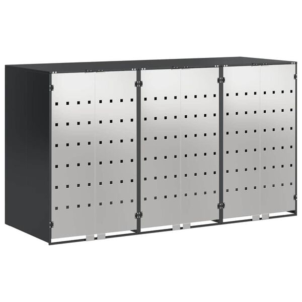 vidaXL Wagenm&uuml;llbeh&auml;lter f&uuml;r 3 Beh&auml;lter 204 x 77,5 x 115,5 cm Stahl