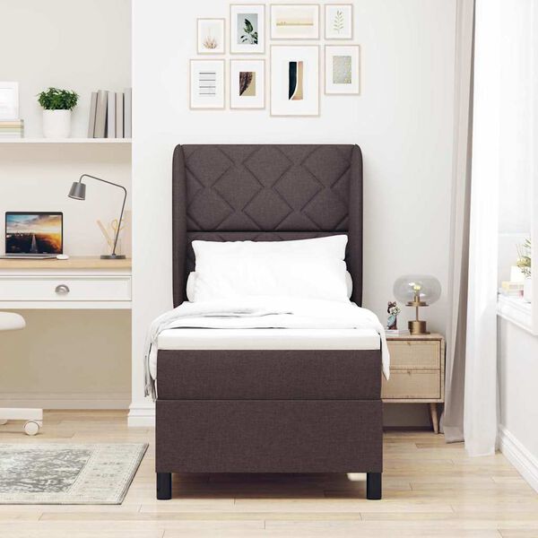 vidaXL Boxspringbett mit Matratze Dunkelbraun 80 x 200 cm Stoff
