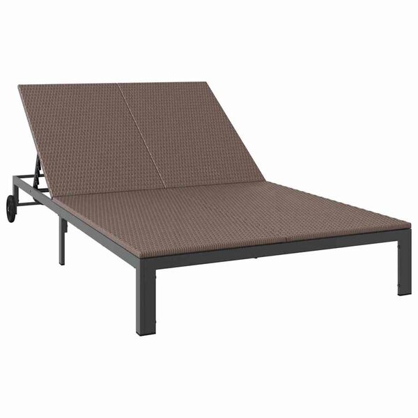 vidaXL Sonnenliege 1-Person Braun 206 x 62,5 x 74 cm Poly-Rattan