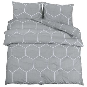 vidaXL Bettw&auml;sche-Set Grau und Wei&szlig; 140x200 cm Baumwolle