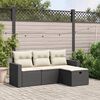vidaXL 4-tlg. Garten-Sofagarnitur mit Kissen Schwarz Poly Rattan