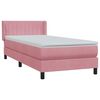 vidaXL Boxspringbett mit Matratze Rosa 100x220 cm Samt