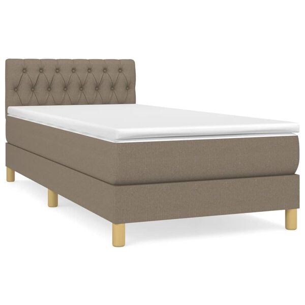 vidaXL Boxspringbett mit Matratze Taupe 90x190 cm Stoff
