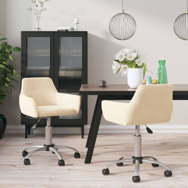 vidaXL Esszimmerst&uuml;hle 2 Stk. Drehbar Creme Samt
