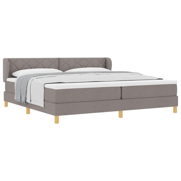 vidaXL Boxspringbett mit Matratze Taupe 200 x 200 cm Stoff