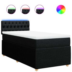 vidaXL Boxspringbett mit Matratze Schwarz 80x200 cm Stoff