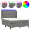 vidaXL Boxspringbett mit Matratze & LED Dunkelgrau 140x190 cm Stoff
