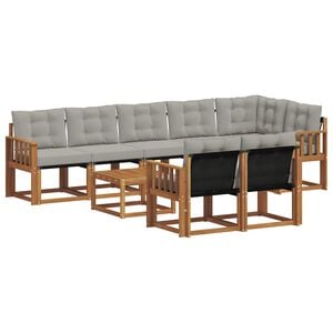 vidaXL Outdoor-Sofagarnitur mit Kissen 9 pcs Nat&uuml;rlich und Hellgrau