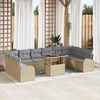vidaXL Gartensofa-set mit Kissen mit Speicher 11 pcs Beige Poly Rattan