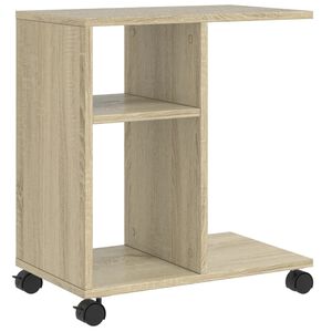 vidaXL Beistelltisch mit Rollen Sonoma-Eiche 50x30x55 cm Holzwerkstoff