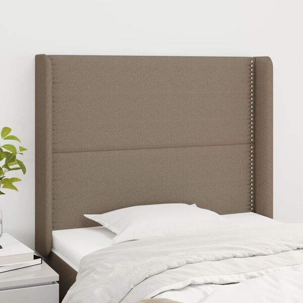 vidaXL Kopfteil mit Ohren Taupe 103x16x118/128 cm Stoff