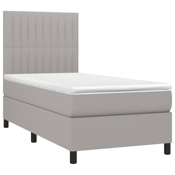 vidaXL Boxspringbett mit Matratze & LED Hellgrau 80x200 cm Stoff