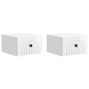 vidaXL Wandmontierter Nachttisch 2 pcs Hochglanz Wei&szlig; Holzwerkstoff
