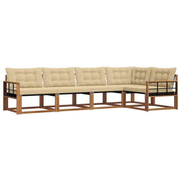 vidaXL Outdoor-Sofagarnitur mit Kissen 5 pcs Natur und Beige