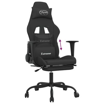vidaXL Gaming-Stuhl mit Fußstütze Schwarz Stoff