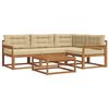 vidaXL Outdoor-Sofagarnitur mit Kissen 5 pcs Natur und Beige