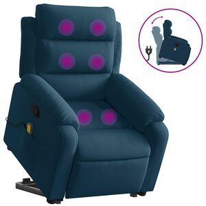 vidaXL Massagesessel mit Aufstehhilfe Blau Samt