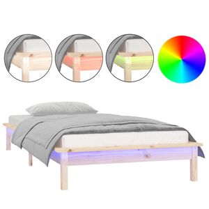 vidaXL Massivholzbett mit LEDs 90x190 cm