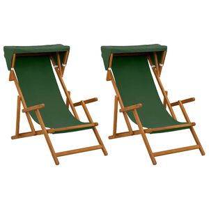 vidaXL Liegestuhl 2 pcs 3 Position Massives Eukalyptus Holz Gr&uuml;n