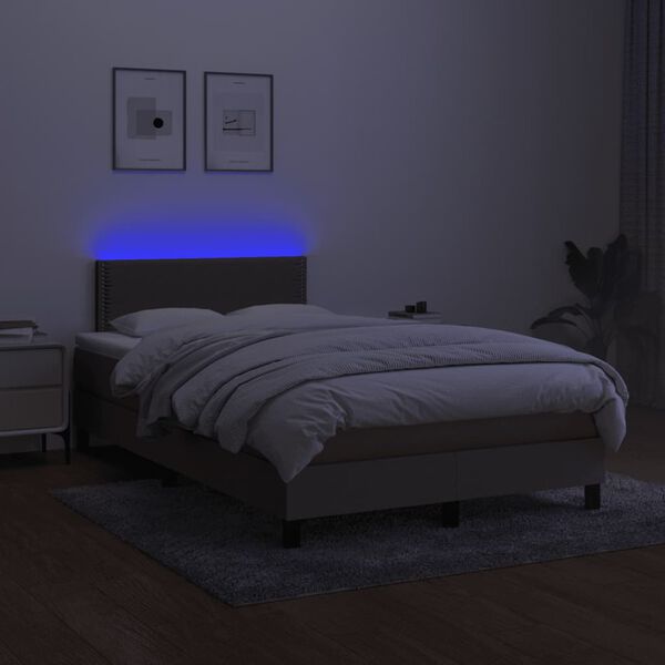 vidaXL Boxspringbett mit Matratze & LED Taupe 120x200 cm Stoff