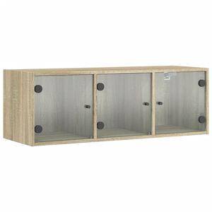 vidaXL Wandschrank mit Glast&uuml;ren Sonoma-Eiche 102x37x35 cm