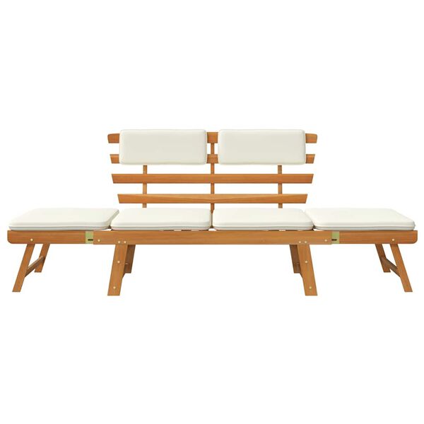 vidaXL Gartenbank 2-in-1 mit Polstern 190 cm Massivholz Akazie