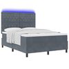 vidaXL LED Boxspringbett mit Matratze Dunkelgrau 140 x 190 cm Stoff