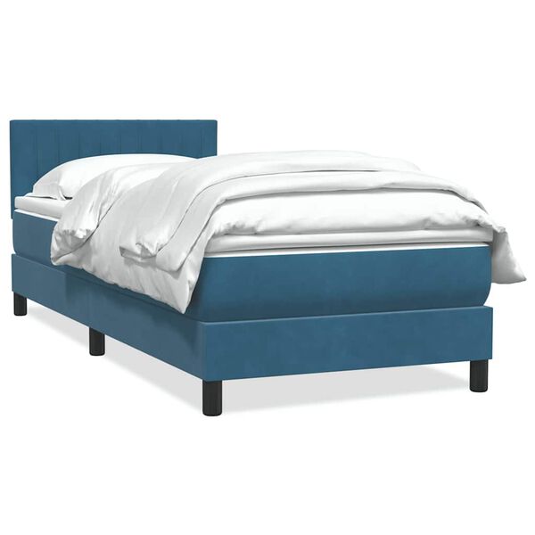vidaXL Boxspringbett mit Matratze Dunkelblau 80x210 cm Samt
