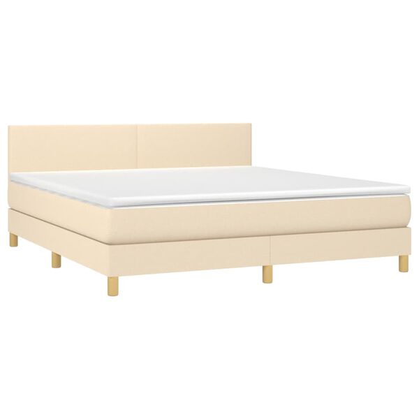 vidaXL Boxspringbett mit Matratze Creme 160x200 cm Stoff