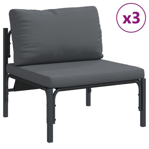 vidaXL Gartensofa-set mit Kissen 6 pcs Schwarz Stahl