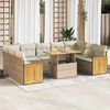 vidaXL 10-tlg. Garten-Sofagarnitur mit Kissen Beige Poly Rattan Akazie