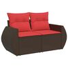 vidaXL 6-teiliges Gartensofa-Set mit Kissen, braun, Polyrattan