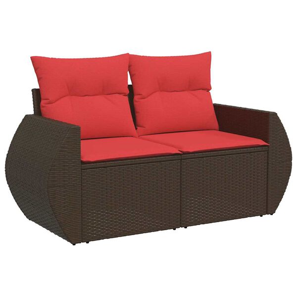 vidaXL 6-teiliges Gartensofa-Set mit Kissen, braun, Polyrattan