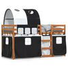 vidaXL Etagenbett mit Vorh&auml;ngen Wei&szlig; & Schwarz 75x190 cm Kiefernholz
