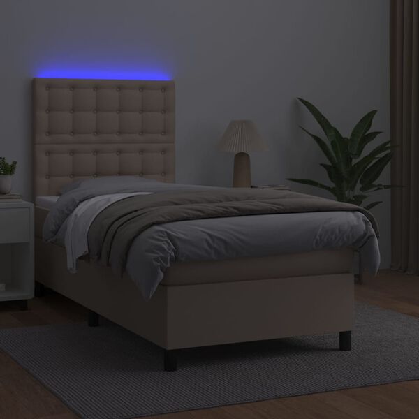 vidaXL Boxspringbett mit Matratze & LED Cappuccino-Braun 80x200cm