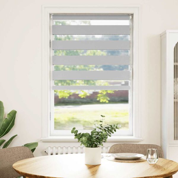 vidaXL Doppelrollo Hellgrau 80x100 cm Stoffbreite 75,9 cm Polyester