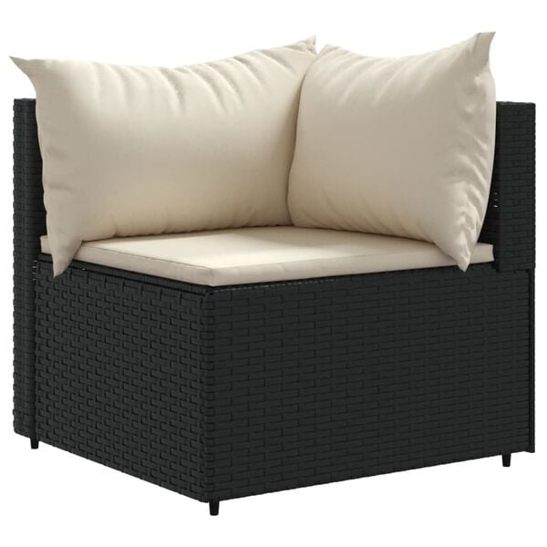 vidaXL 10-tlg. Garten-Sofagarnitur mit Kissen Schwarz Poly Rattan