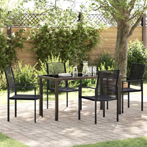 vidaXL Garten Essgruppe 5 pcs Schwarz Pulverbeschichteter Stahl