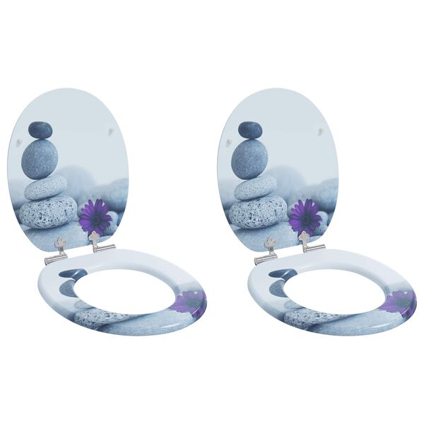 vidaXL Toilettensitze 2 Stk. Soft-Close-Deckel MDF Kiesel-Design